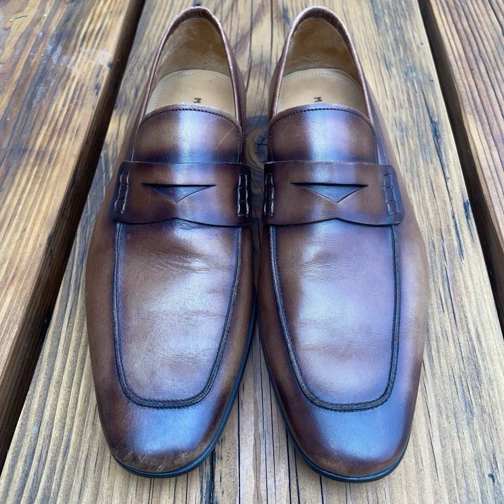 Magnanni Ramiro II Penny Loafer Mens 9.5 Cognac Brown Leather 18041